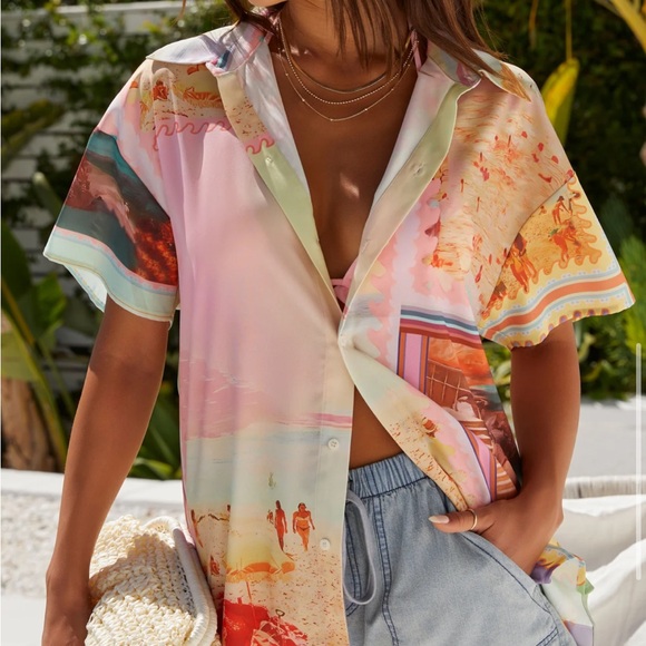 VICI Jubilee Button Down Top – Abstract Print | Size M - Picture 1 of 4